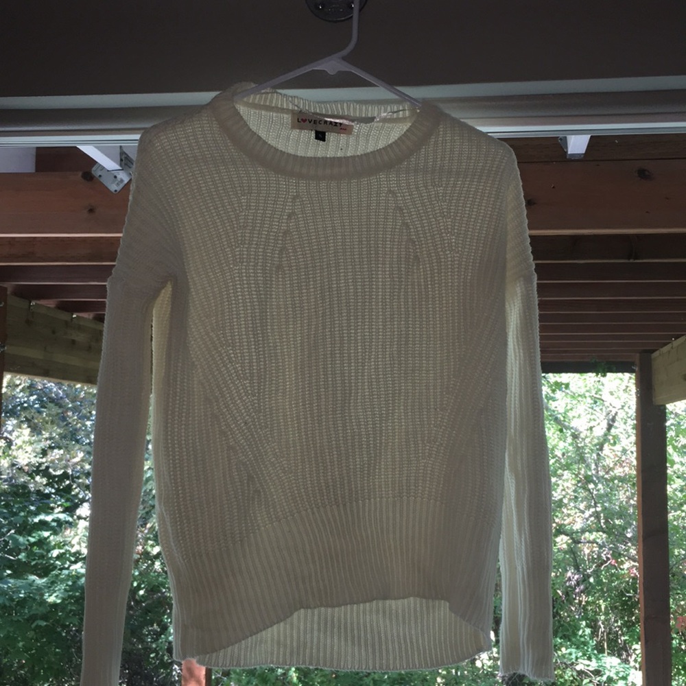 White knit sweater